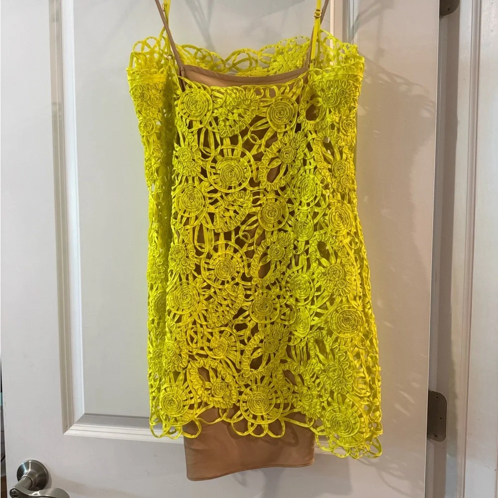 Cult Gaia Yellow Lace Mini Dress - Picture 5 of 6